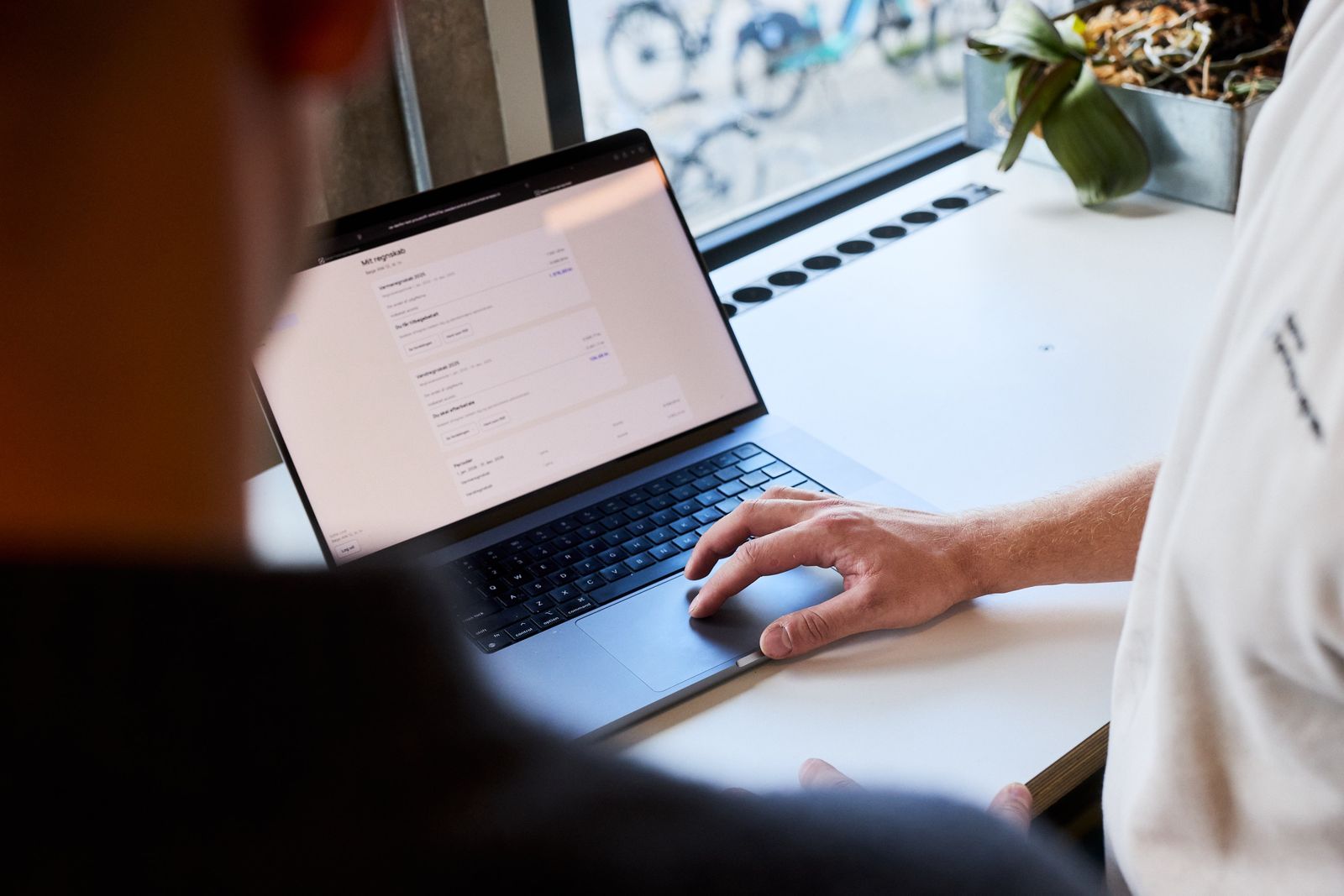 Et forbrugsregnskab vist online på en bærbar computer